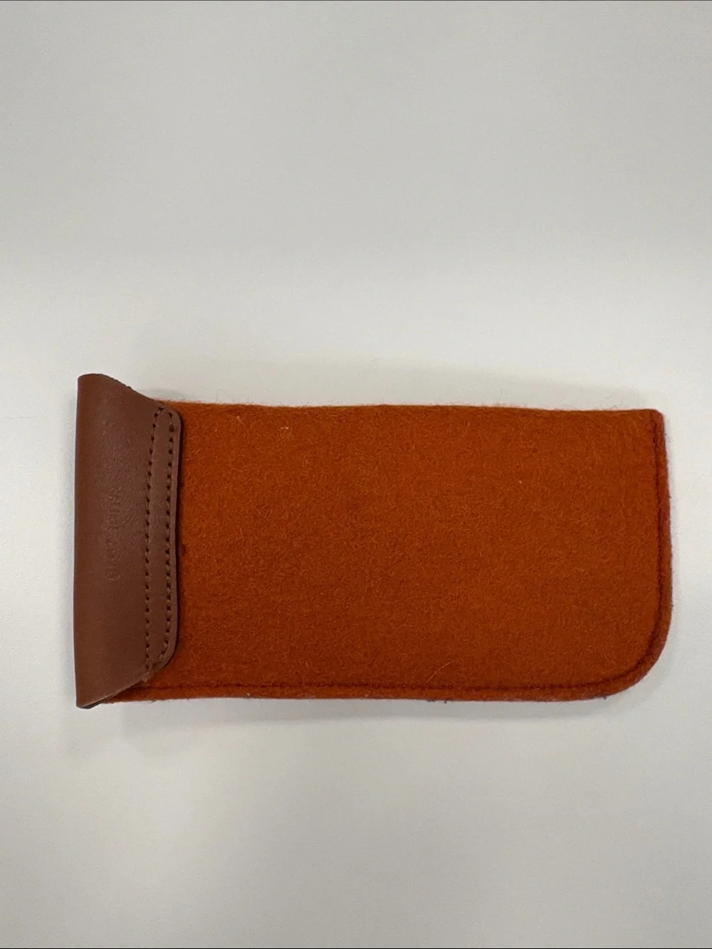 Felt Sunglass Sleeve with Brown Leather Trim